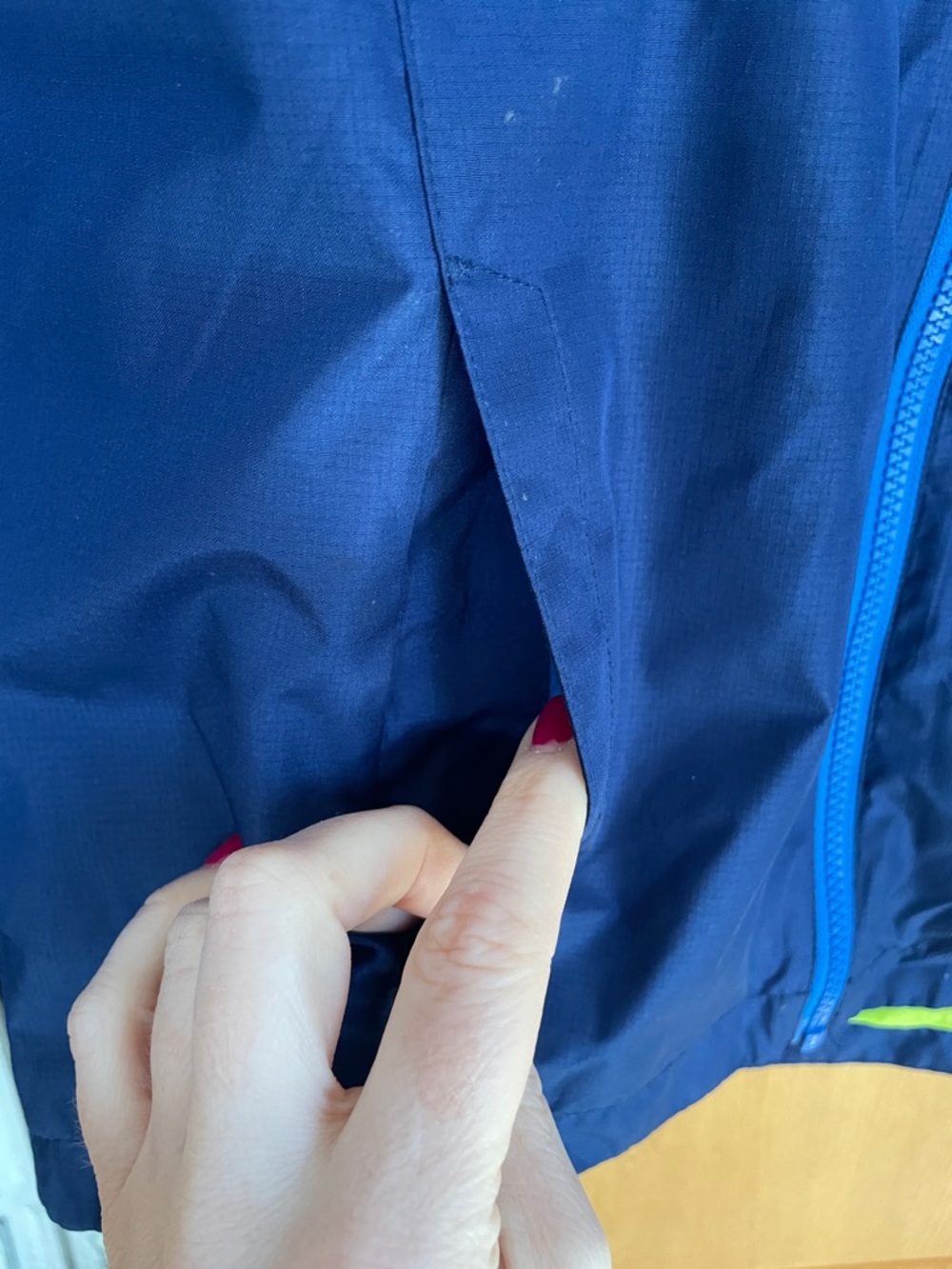 Eddie Bauer Blue Navy Colorblock Hooded Windbreaker Lime Lining Boys L 14/16 - Picture 7 of 10